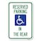 Signmission Reserved Parking in the Rear With Graphic Heavy-Gauge Aluminum Sign, 12" x 18", A-1218-23067 A-1218-23067 - alternate 1